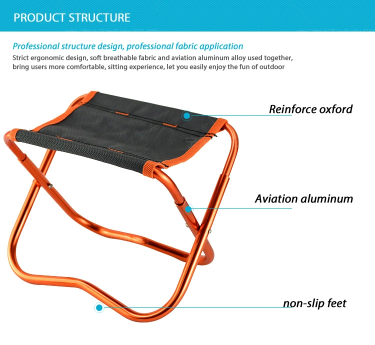 Beach Camping Barbeque Small Pouch Mini Collapsible Portable Aluminum Fishing Stool